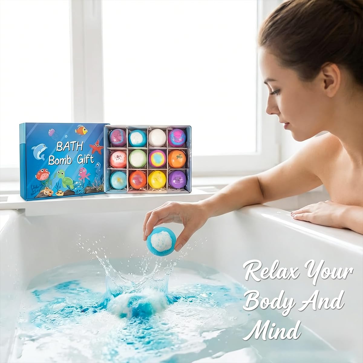 Bath Bombs with Surprise Inside – 12 Pack Fizzy Bubble Bath Gift Set, Dinosaur Egg & Ocean Theme Color Changing Bath Bombs, Natural Sea Salt Spa Bath Balls (Sea Animal)