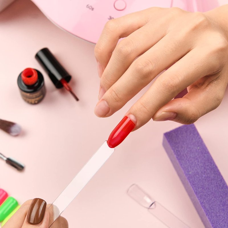AZUREBEAUTY 150 Pcs Clear Nail Color Sticks, Fan Shape Nail Art Polish Display Tips, False Nail Sample Sticks, Nail Practice Color Display, Transparent Polish Board, Nail Art Tools Set