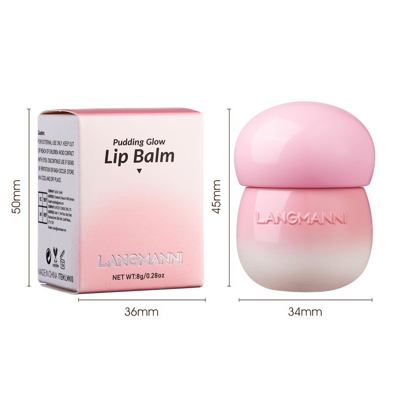 LANGMANNI Pudding Glow Lip Balm | Velvet-Smooth Lip Gloss for Nourished, Glowing Lips | Hydrating, Non-Sticky Glossy Tinted Lip Balm Makeup 0.28 Oz (#5+#6, 2)