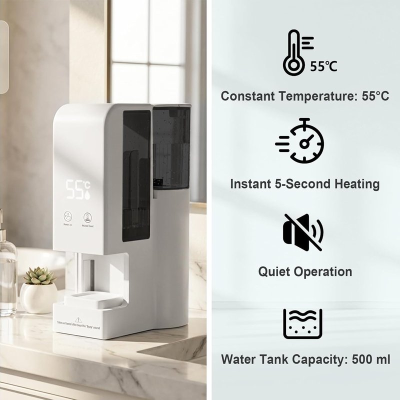 Regine Switzerland Towel Warmer - 5-Second Fast Heating, 55℃ Constant Temp | Includes 80 Disposable Towels