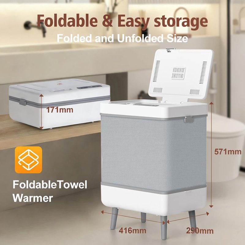 CNZHONGYINI 35L Foldable Towel Warmer Bucket for Bathroom, Large Hot Towel Warmers for Spa, Fast Heating & Drying Modes with 24H Timer, Auto Shut-Off, a Spa-Like Luxury for Home