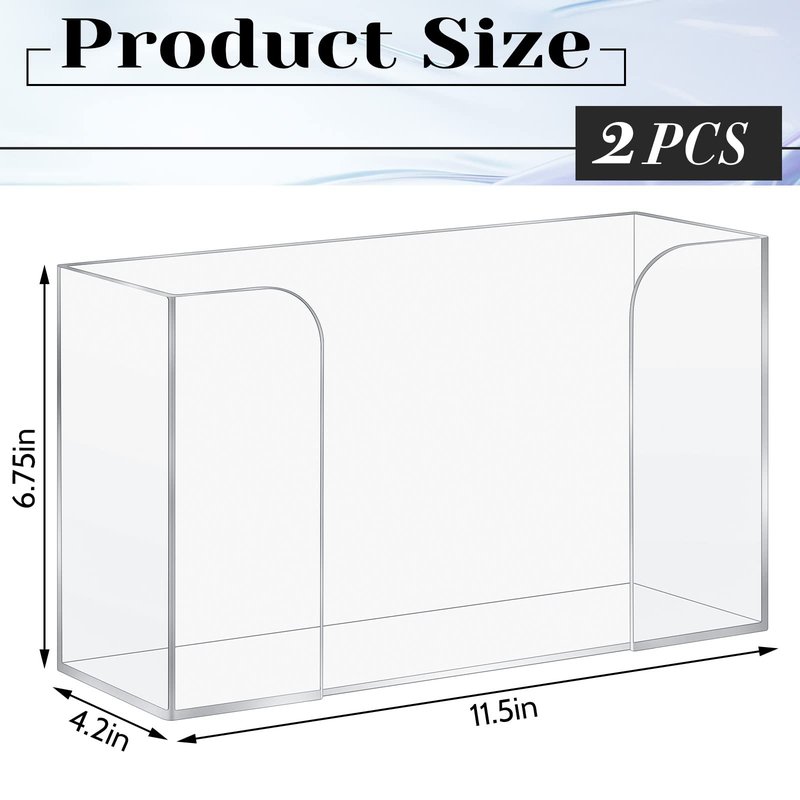 Deekin 2 Pcs Acrylic Paper Towel Dispenser Countertop Paper Towel Holder, Clear Trifold Guest Napkin Dispenser for Z-fold, C-fold or Multifold paper holder for Bathroom Toilet and Kitchen
