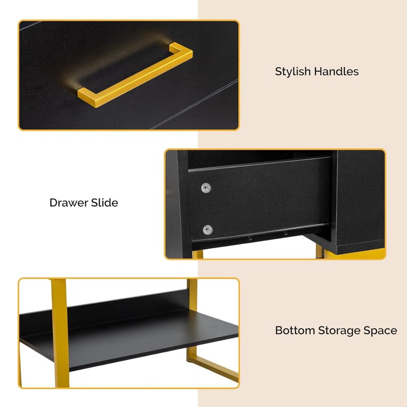 Beauty Barber Station - Salon Storage Cabinet with Drawers & Hair Dryer Holders | Black Styling Station for Hair Stylists