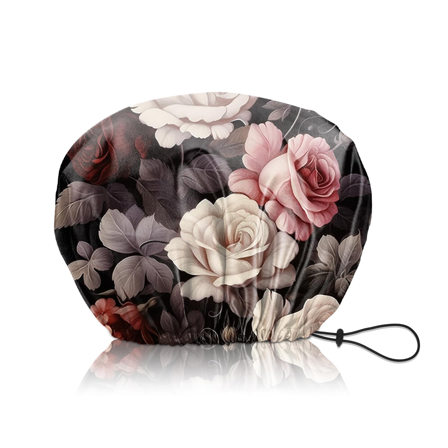 Zewurtuw Shower Cap Adjustable Waterproof Double Layer Elastic Reusable Hair Bath Cap Cute Aesthetic for Women Girls-Rose