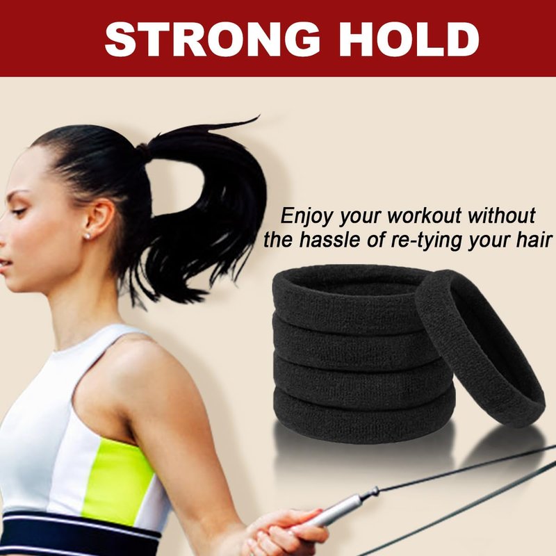 IKOCO 150PCS Black Hair Ties - No Damage Cotton Seamless Ponytail Holders for Thick Hair