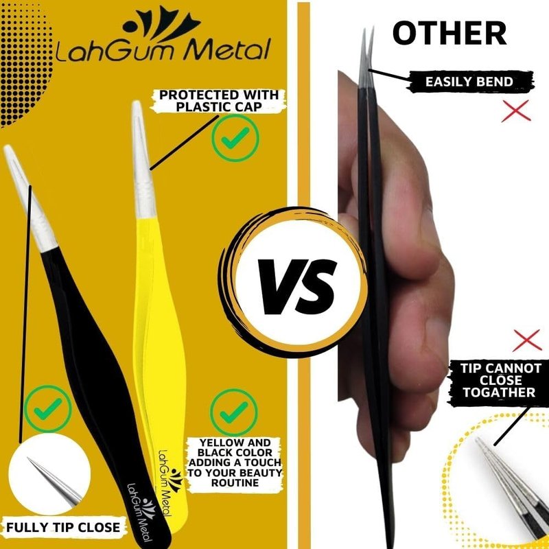 Precision Fine Point Tweezers for Ingrown Hair Removal - Extra Thin Stainless Steel Facial Hair Remover