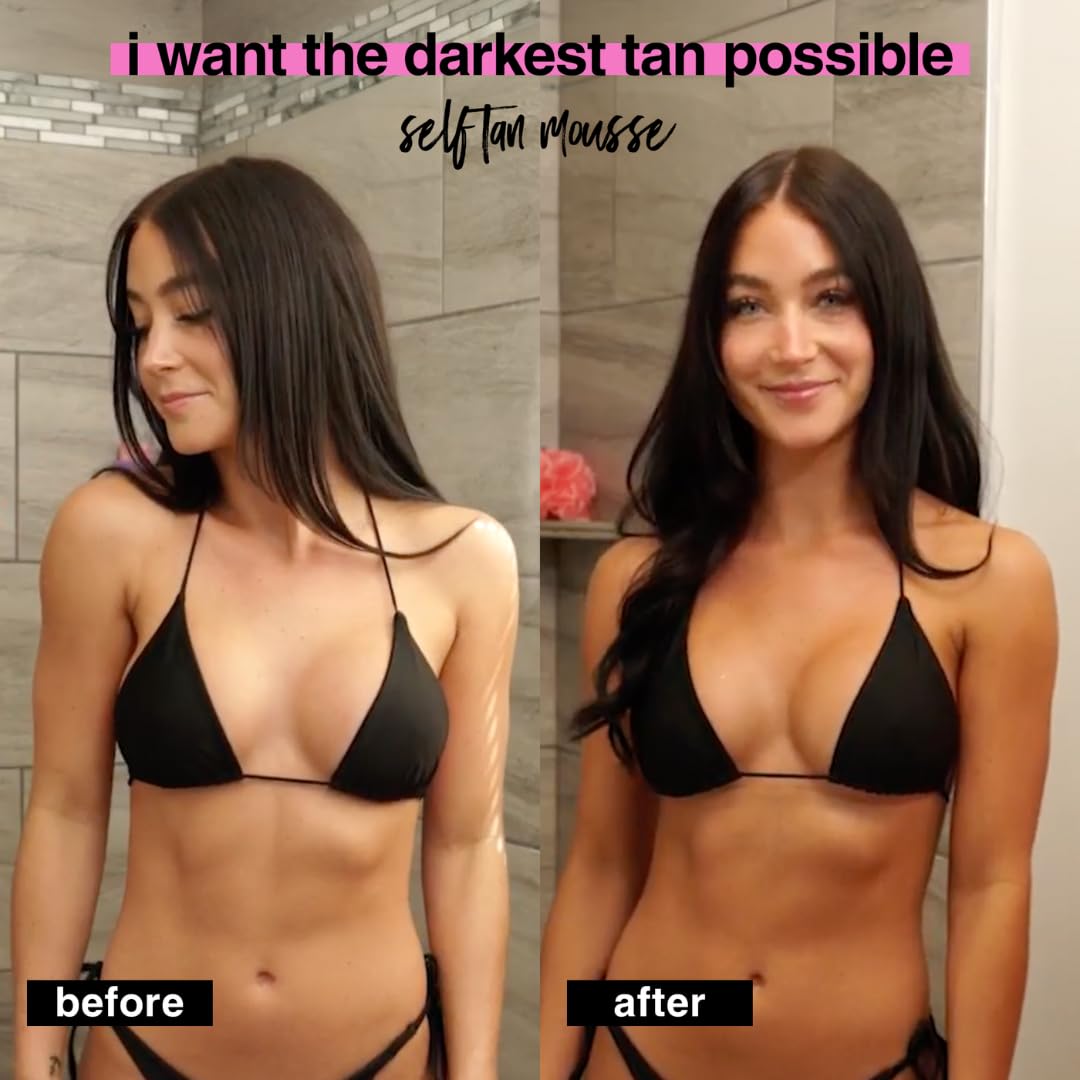 Ultra Dark Self Tanner Mousse - Fast 1 Hour Express Tanning Foam | Golden Bronzing Glow, Vegan & Cruelty-Free, 6.7 Fl Oz