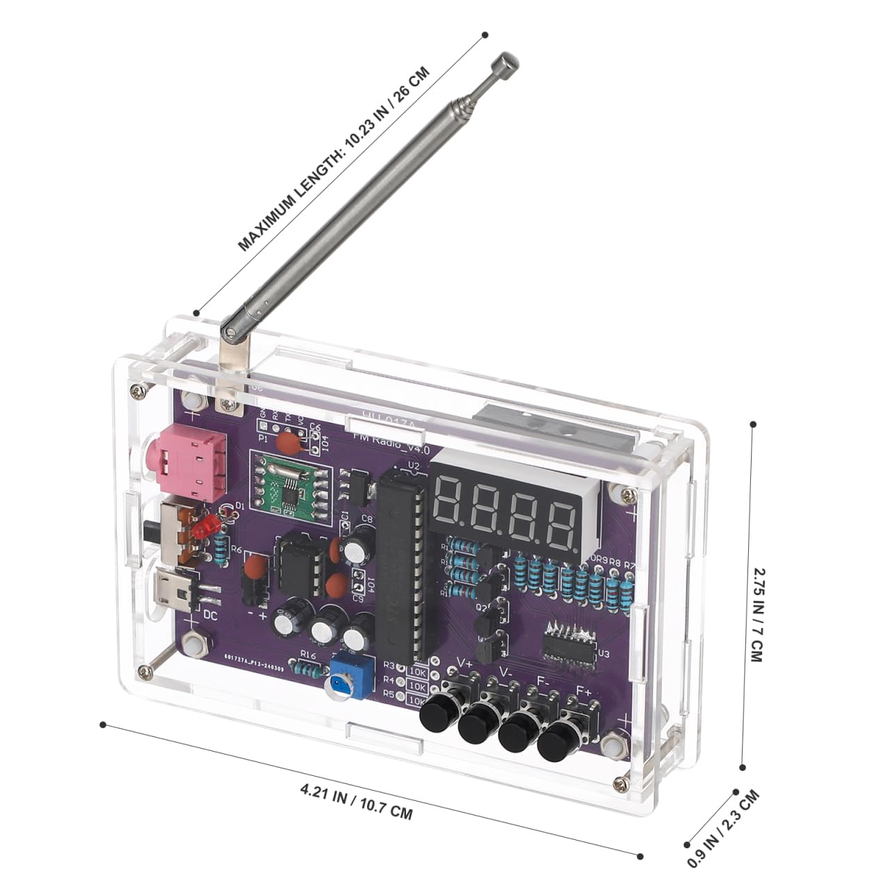 GLEAVI Radio Assembly Kit Diy Electronics Soldering Practice Kit with Fm Circuit Board and Plastic Case 4.21X2.75X0.90In for Beginner Electronic Projects and Stem Learning