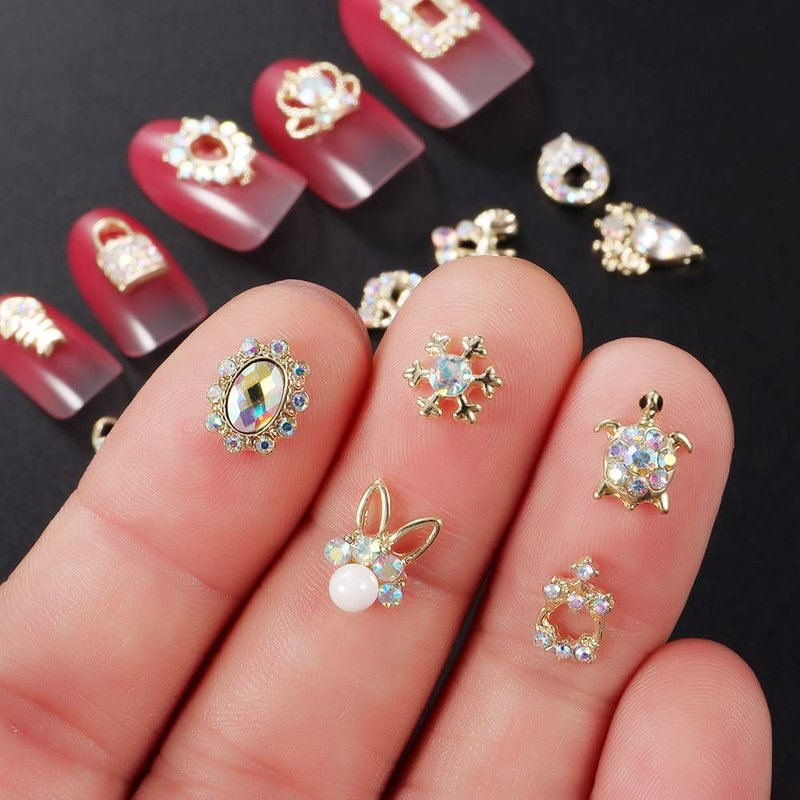 60/100pcs Nail Gems & Rhinestones with Sparkling AB Crystal Fake Diamonds - Nail Art Decoration for Women & Young Ladies