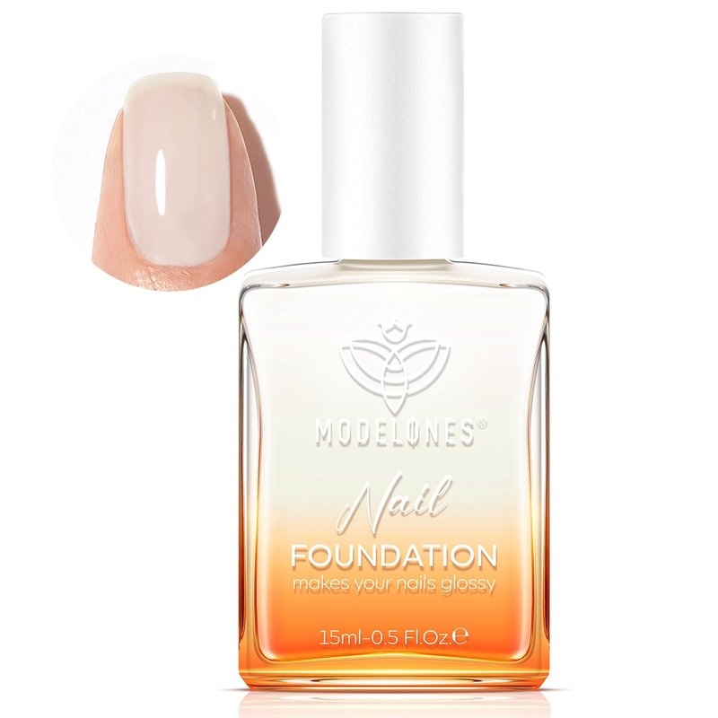 Modelones Nail Strengthener - Milky White Nail Polish for Damaged Nails | 15ml Natural Hardener