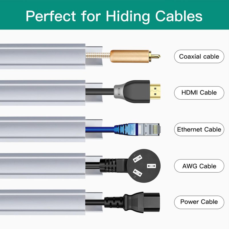 Corner Cable Hider, 78in Corner Cable Concealer, Paintable Cord Cover for Wall, Cable Management Kit, Wire Concealer, Cable Cover Raceway for Floor Baseboard, Ceiling, 2XL39in, White