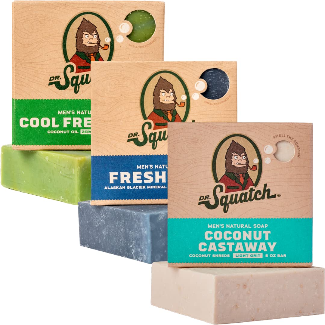 Dr. Squatch Natural Bar Soap for Men - Cold Process Soap with No Harsh Chemicals - Pine Tar, Cedar Citrus & Bay Rum (5 oz, 3-Pack)
