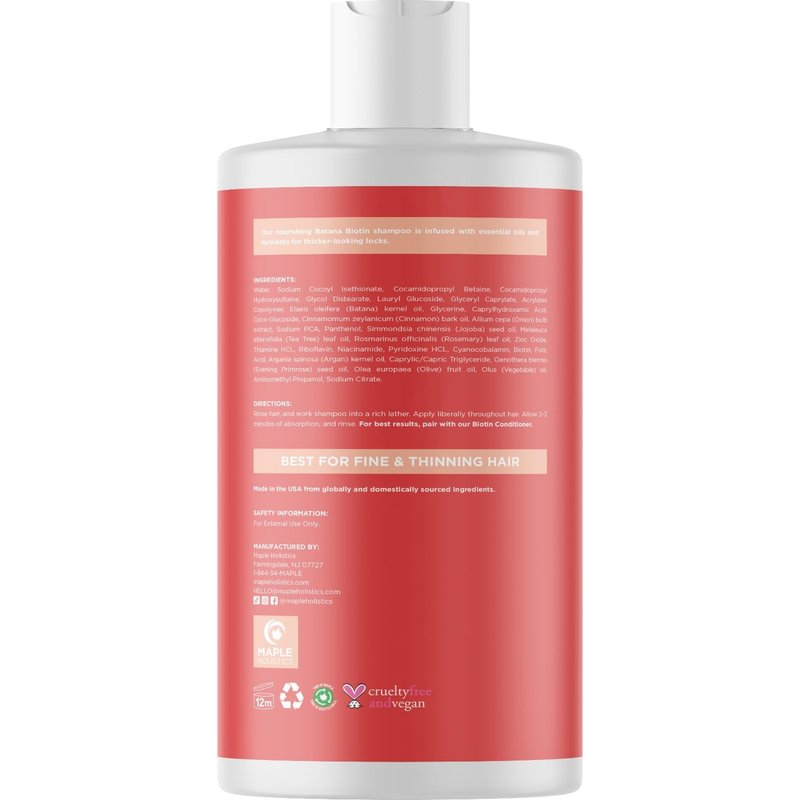 Biotin & Batana Oil Shampoo - Volumizing Formula for Thinning Hair with Onion, B Vitamins & Argan Oil | 16 Fl Oz