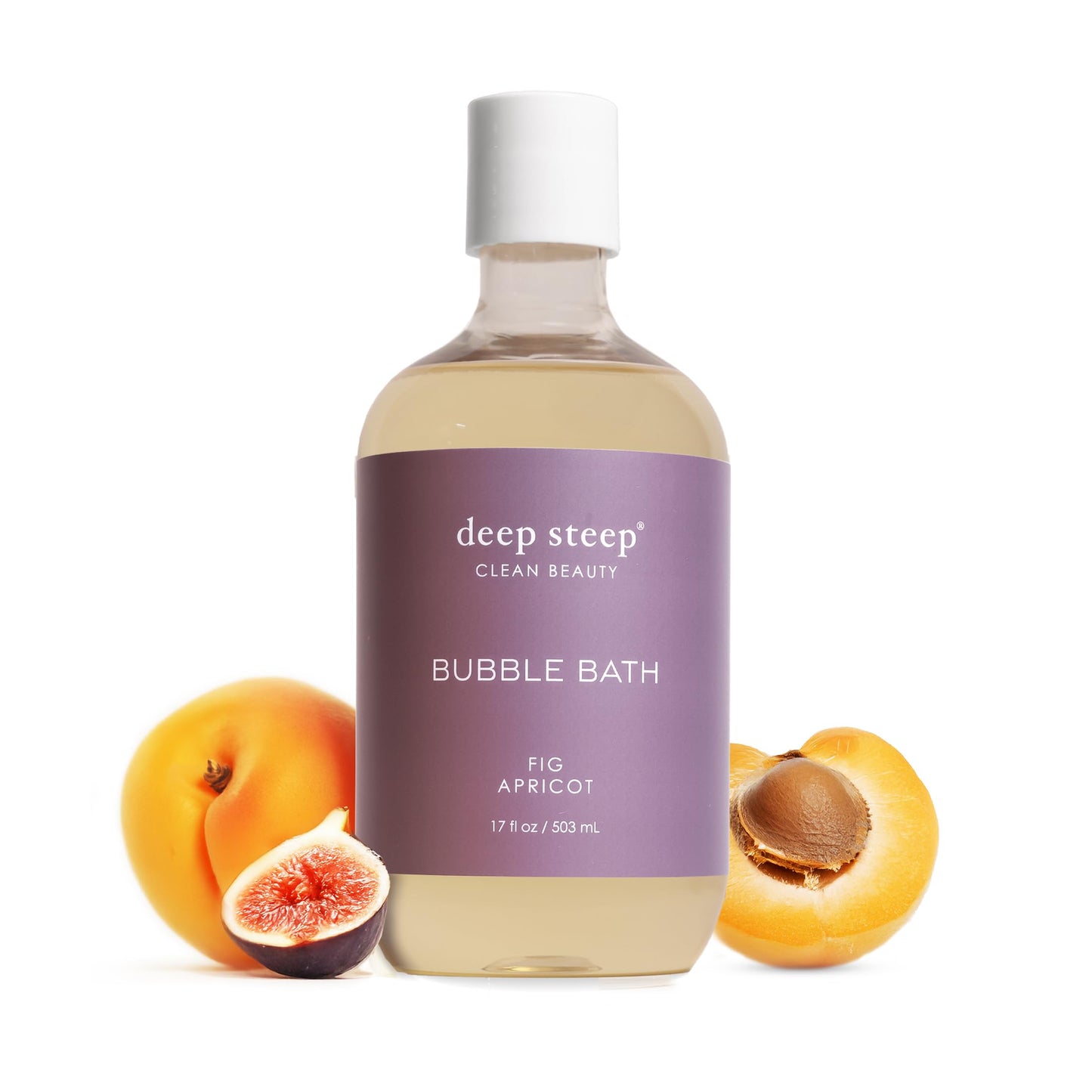 Deep Steep Fig Apricot Bubble Bath for Women, Hypoallergenic, Clinically Tested, Clean Formula for Sensitive Skin, Sulfate-Free, 17 fl oz Bottle, Essential Bath Accessories