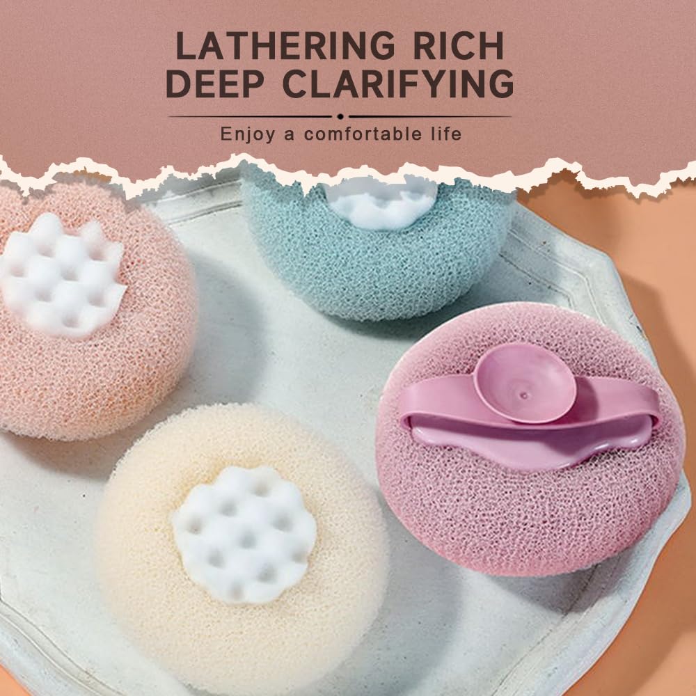 Super Soft Sunflower Suction Cup Bath Ball, 2-in-1 Sunflower Bath Ball Exfoliating Bath Sponge Cleaning Brush, Sponge Mesh Pouf Shower Ball for Women, Men Shower