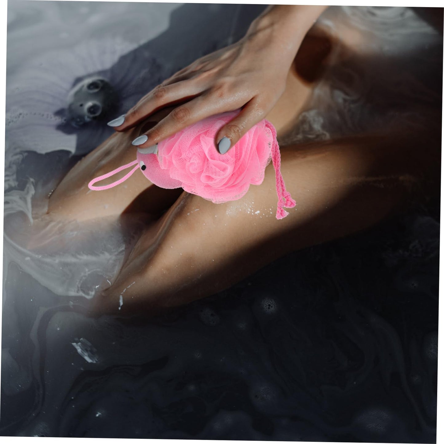 Holibanna Flamingo Bath Pouf Mesh Sponge with Hanging String 9.84X6.29X5.11 Inch Exfoliating Shower Scrubber for Daily Bathing and Travel