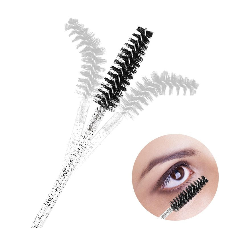 200 Pcs Disposable Eyelash Brushes Crystal Mascara Wands for Eye Lashes Extension Eyebrow and Makeup, Black