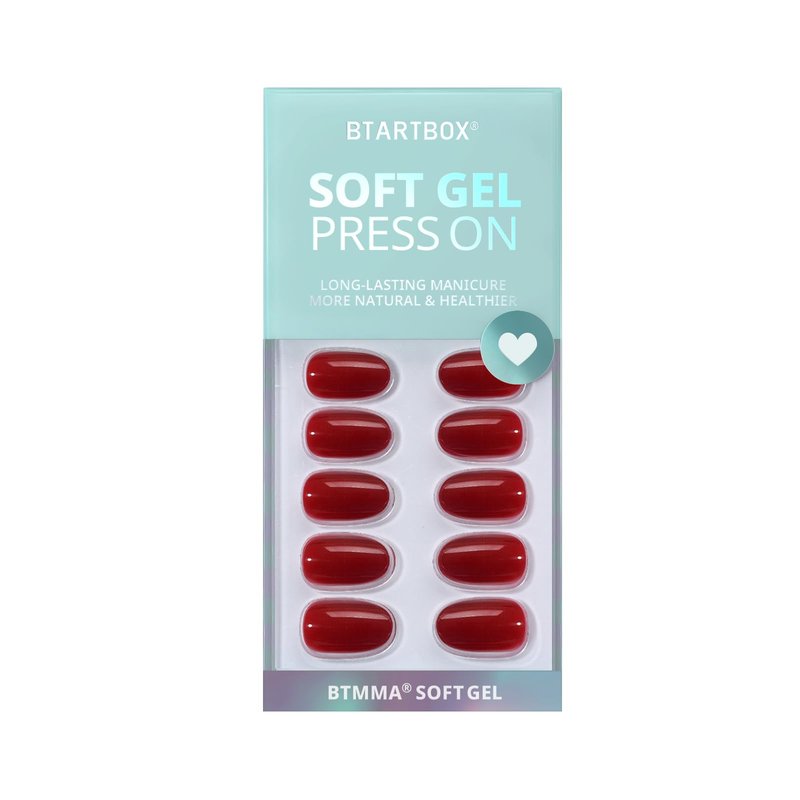 BTArtbox Press On Nails Short - Red Press on Nails Short Oval Nails Fake Nail with Nail Glue, Fit Perfectly, Reusable Glue On Nails in 16 Sizes, Cardinal
