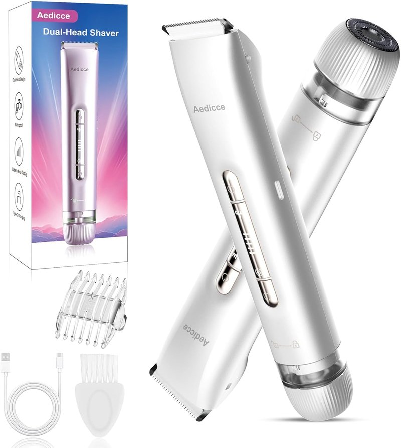 Bikini Trimmer for Women - 2-in-1 Electric Shaver & Razor | IPX7 Waterproof, Rechargeable Hair Removal for Body & Face