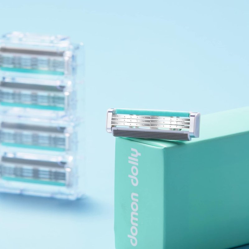 Dolly Razor Cartridge Refills for Women - 3-Blade Design, 4 Count | Green YDNDT01