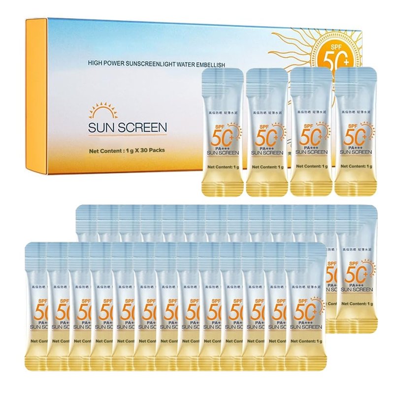 30PCS Travel-Size SPF 50+ PA++++ Mini Sunscreen – Lightweight, Non-Greasy, Water-Resistant Bulk Sunblock for Face & Body, Perfect Vacation Essentials & Party Favors