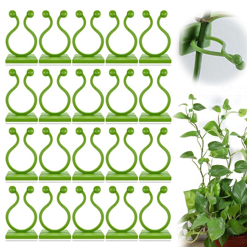 Plant Climbing Wall Fixture Clips, Plant Vine Wall Clips Wall Plant Support Hook, Invisible Plant Support Vine Clips, Plant Fixer Self-Adhesive Hook for Climbing Plants Indoor Outdoor (100, Green)