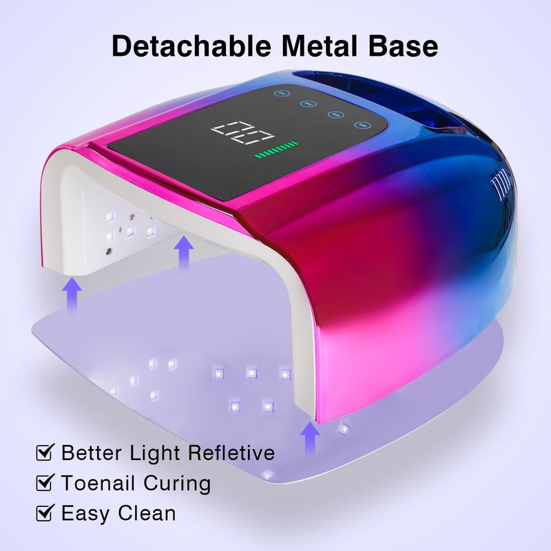 NailFace 96W Rechargeable UV LED Nail Lamp UV Light for Gel Nails Cordless Gel Nail Lamp Nail Dryer with 42 Beads Smart Sensor & Metal Base