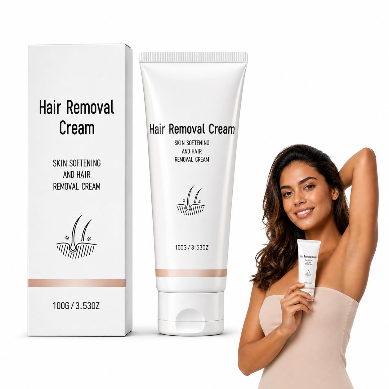 Body Hair Removal Cream for Women - Fast 5-10 Min Painless Depilatory Cream for Sensitive Skin, Moisturizing with Olive & Avocado Oil, Gentle for Underarm Leg Bikini Full Body Hair Removal 3.53oz.