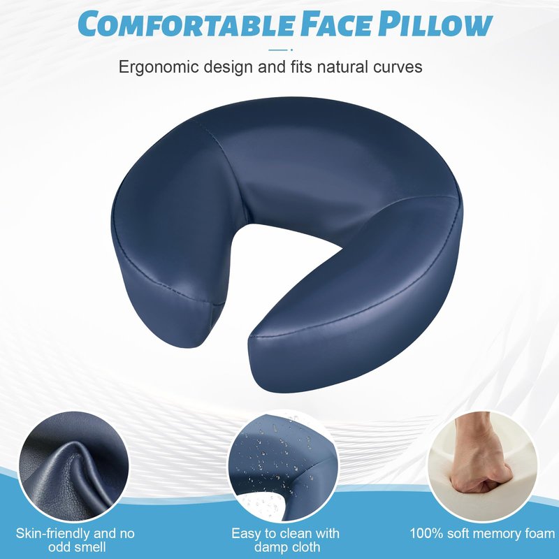 HoMove Massage Headrest for Bed, Adjustable Massage Face Cradle at Home, Portable Bed Massage Head Holder, Massage Table Head Rest for Salon Spa, Face Down Pillow After Eye Surgery, Blue