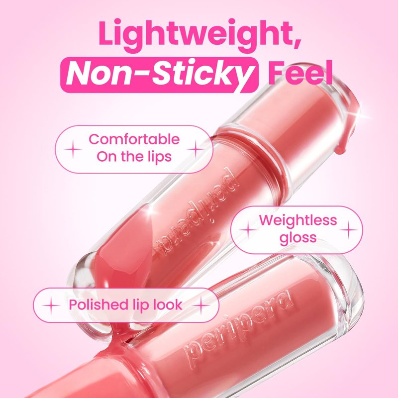 Peripera Mood Glowy Tint - Lightweight, Long-Lasting Korean Lip Tint with Watery Glow Finish | 01 Tiny Strawberry