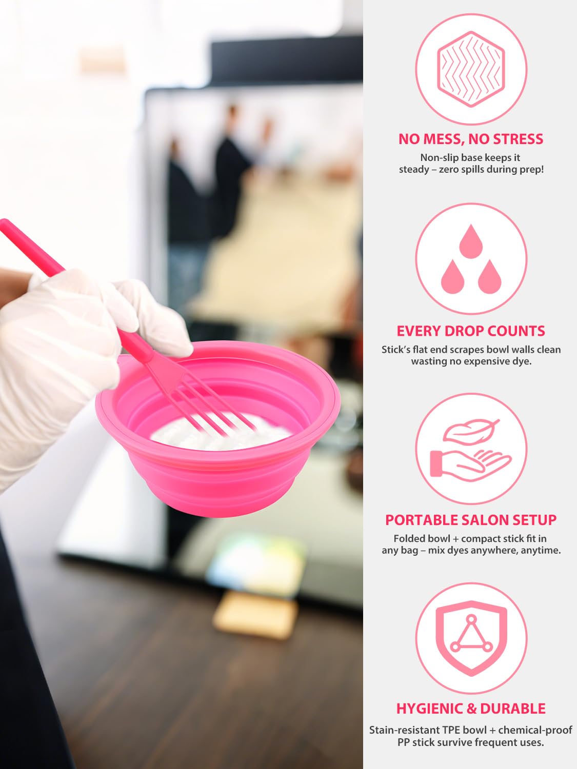 YOOVR 19PCS Hair Bleach Highlighting Kit with Hair Dye Brush and Bowl Set Color Whisk, Highlight Frosting Cap with Hook, Disposable Gloves Capes, Home Use Salon Tools for Hair Bleaching Coloring Dying