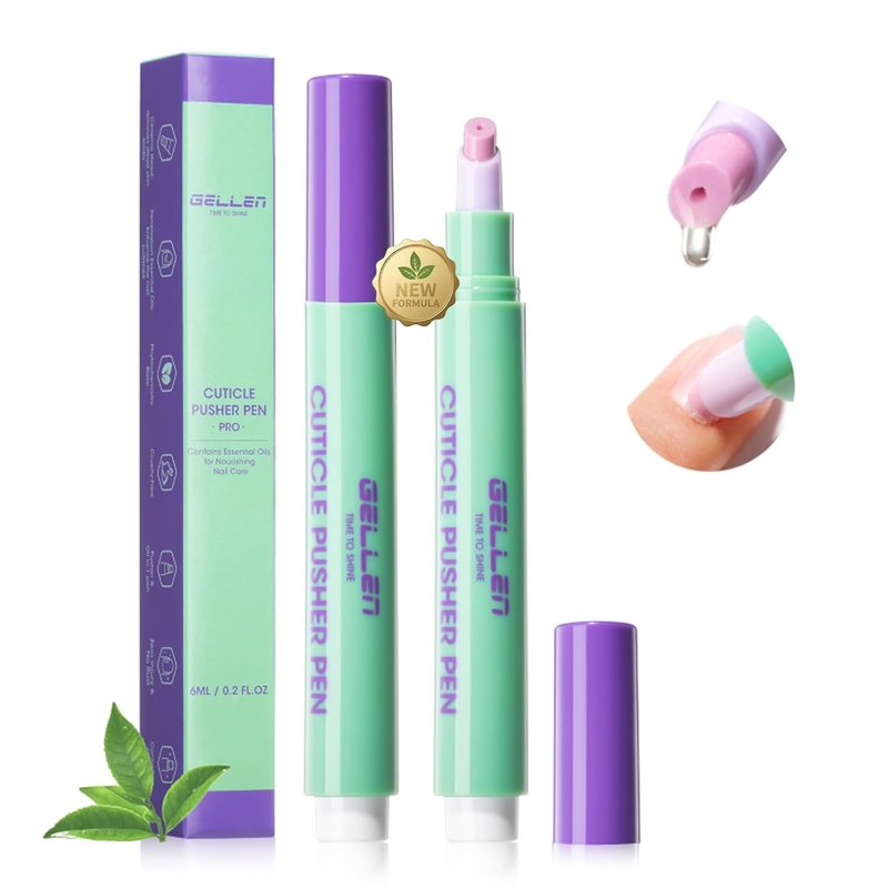 GELLEN Cuticle Pusher Oil Pen - 6ml Nail Care Oil with Ceramic Pusher | One-Click Remover for Hands & Feet