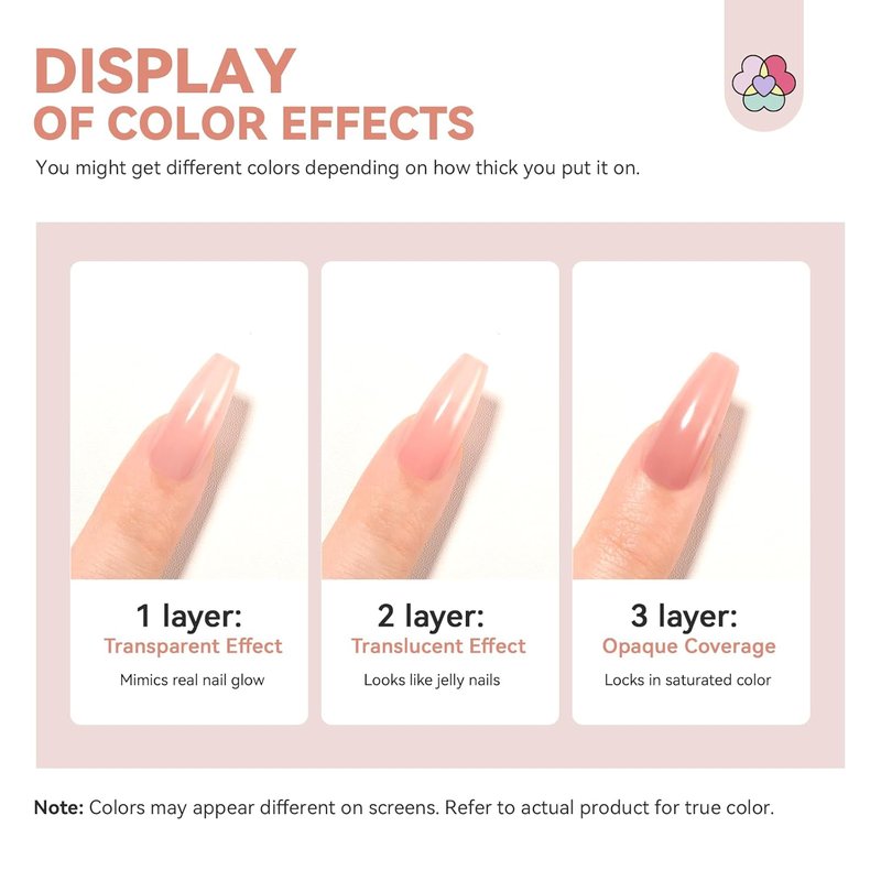 SAVILAND Nail Strengthener Nude 1Pcs 15ml & 6pcs Ombre Nail Polish Sets: Charm Pink Blue Gold Purple Ombre Summer Fingernail Polish