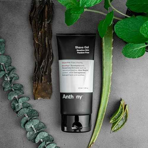 Anthony Shave Gel for Sensitive Skin ? Non-Foaming, Soothing Shaving Cream for Men and Women. With Aloe Vera Beads, Eucalyptus, Rosemary and Carrageenan Extract - 6 Fl Oz (3 Pack)