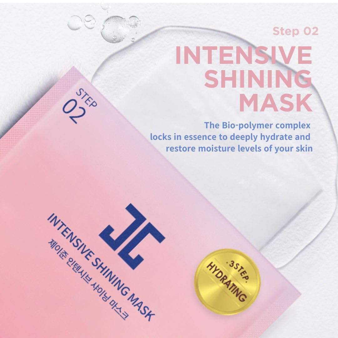 JAYJUN Intensive Shining Mask with Lavender Extract (10 Pack)- 3-Step Hydration, Radiance Boost, All-in-One Skincare, Korean Sheet Mask for Dull & Tired Skin