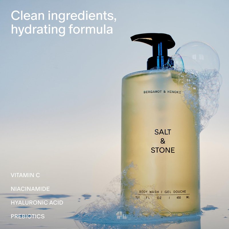 Body Wash with Antioxidants for Deep Moisture - Sulfate & Paraben Free | Bergamot & Hinoki, 15.2 Fl Oz