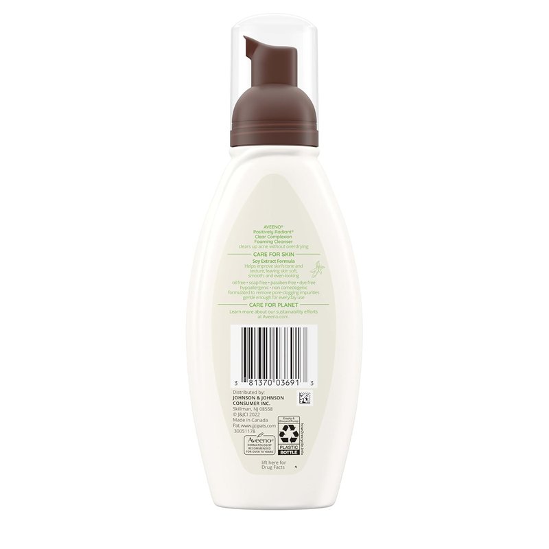 Aveeno Clear Complexion Foaming Facial Cleanser - Oil-Free Acne Treatment with Soy Extract & Salicylic Acid | 6 fl. oz