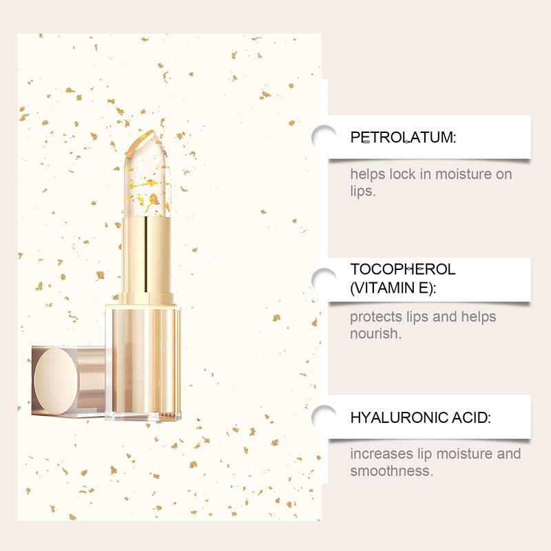 REATIFUL Color Changing Lipstick,Gold Crystal Ph Lipstick Color Changing,Long Lasting 24 Hours Moisturizing Glossy Shine Lip Gloss for Women