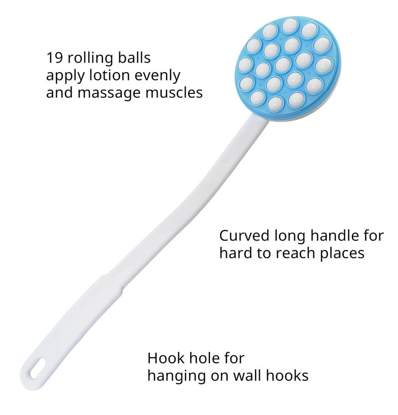 JJHREI Lotion Applicator for Back - Back Lotion Applicator for Women Men Elderly - Curved Long Handle Easy Reach Self Apply Body Cream,Sunscreen,Moisturizer