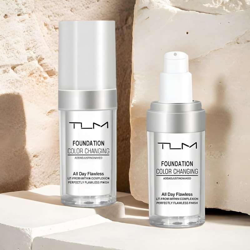 3 PACK TLM Color Changing Foundation Liquid Base All Day Flawless Warm Skin Tone Concealer Cover Cream BB Cream Makeup Base Concealer Cover Moisturizing Fluid for All Skin SPF15