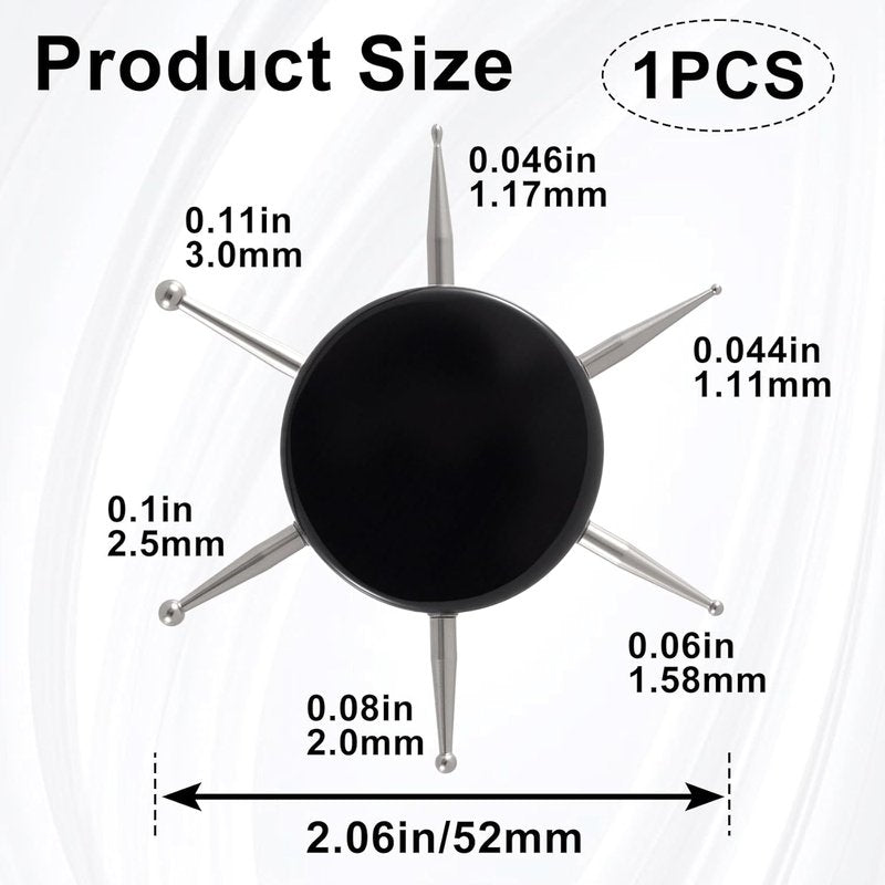 Nail Dotting Tool, 6-in-1 Metal Dotting Tool Nail Art, Circular Nail Design Dotting Pen, Ergonomic Dotting Disc for Manicure Embossing, Tracing, Painting - Black, 1pcs