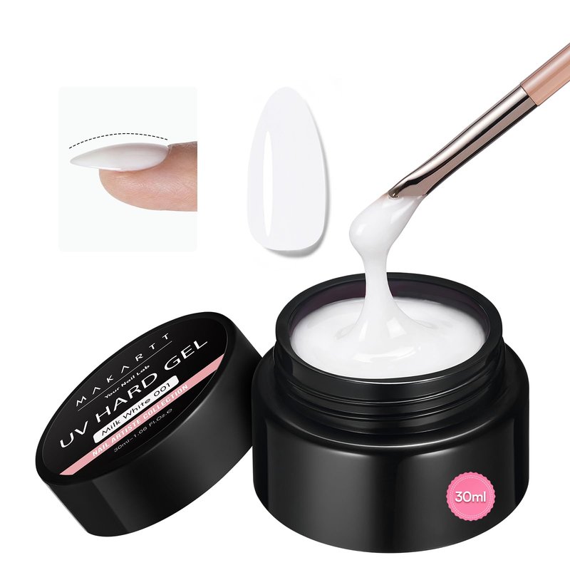 Makartt Gel Builder for Nails, Milky White Sculpture Gel Long-Lasting Hard Gels for Broken Nail Repair, Strengthening Extensions, Overlays, UV LED Lamp Cured, Nail Enhancement Home Salon DIY 1.06oz