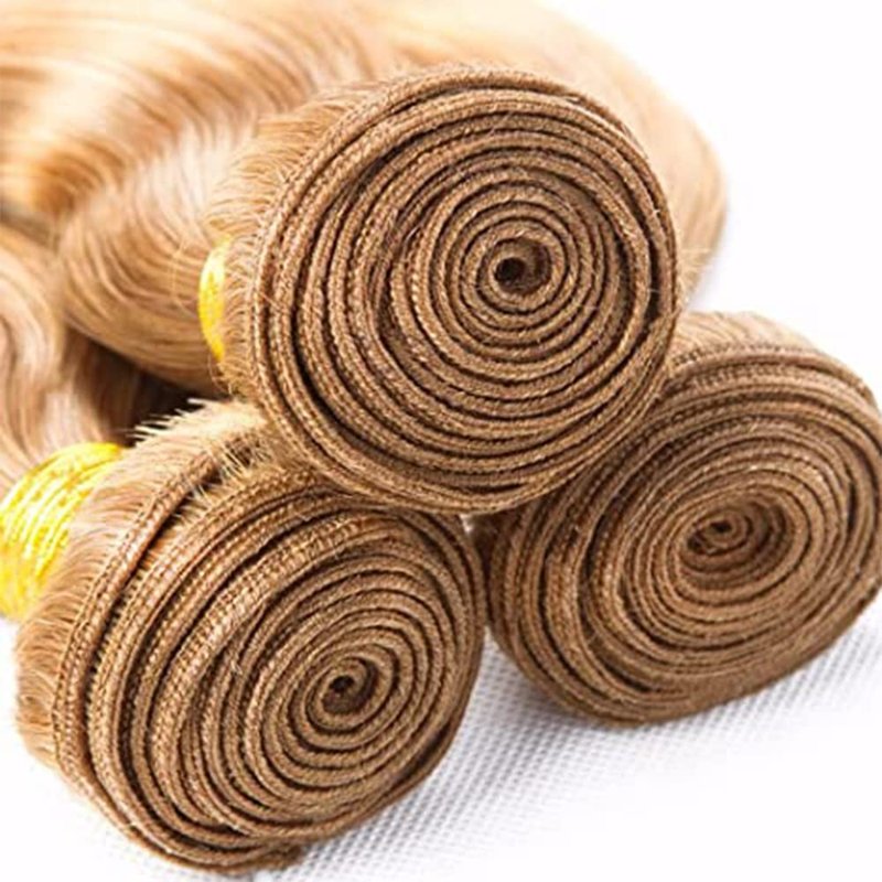 Skiennix Blonde Body Wave Hair Extensions - 3 Bundles of Unprocessed Virgin Brazilian Hair | 8, 10, 12 Inch