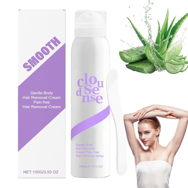 Gentle Hair Removal Spray & Cream Kit - Aloe & Hyaluronic Acid for Sensitive Skin | Smooth Body & Legs