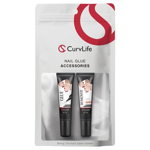 CurvLife Nail Tips Semi Solid Nail Glue 2g (5pcs) - Super Strong, Soft Glue Gel Quick Drying Adhesive for Press On Nails, No UV Light Needed