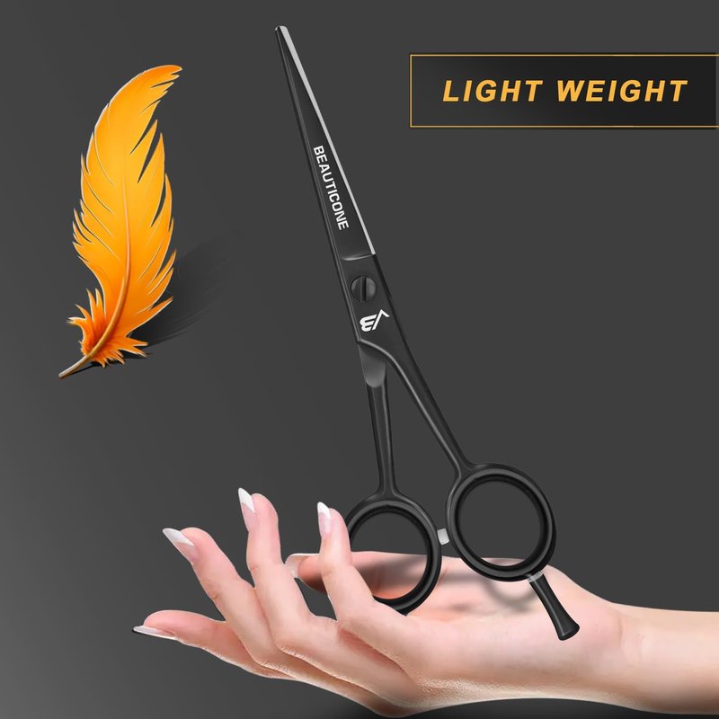 Hair Cutting Scissors - Professional Barber-Grade 6.5" Shears with Serrated & Razor Edge | Ultra Lightweight, Matte Finish