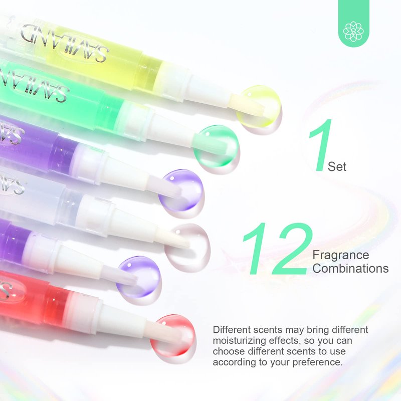 SAVILAND 12PCS Cuticle Oil Pen for Nails - Nail Oil for Growth and Strength - Nail Oil Treatment for Damaged Nails - Cuticle Repair Nail Growth Treatment Nail Care Kit Pedicure Supplies