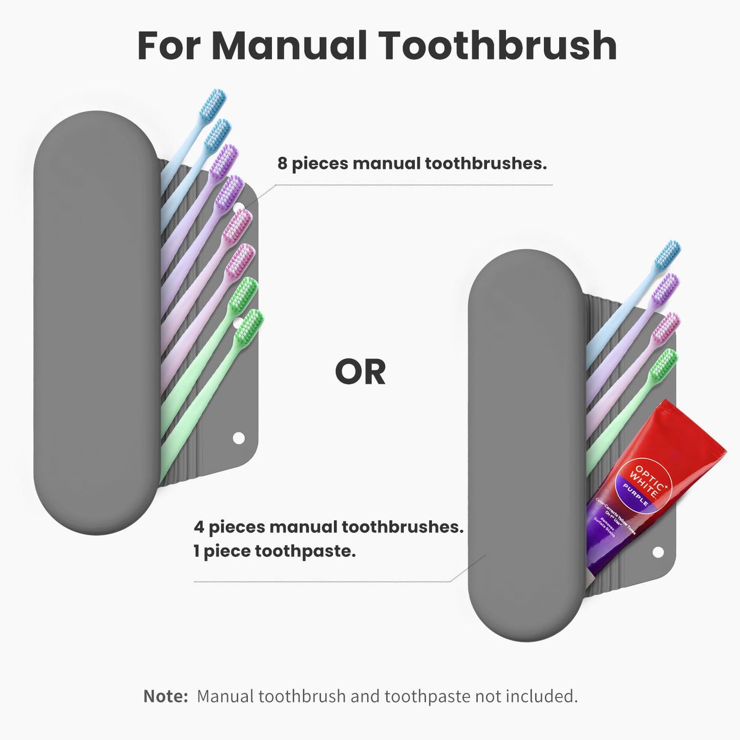 iTokGok Silicone Electric Toothbrush Travel Case, Manual Toothbrush Travel Cover for Men and Women,Toothbrush Holder for Travel,Gym and More, Fits Most Manual and Electric Toothbrushes - Gray