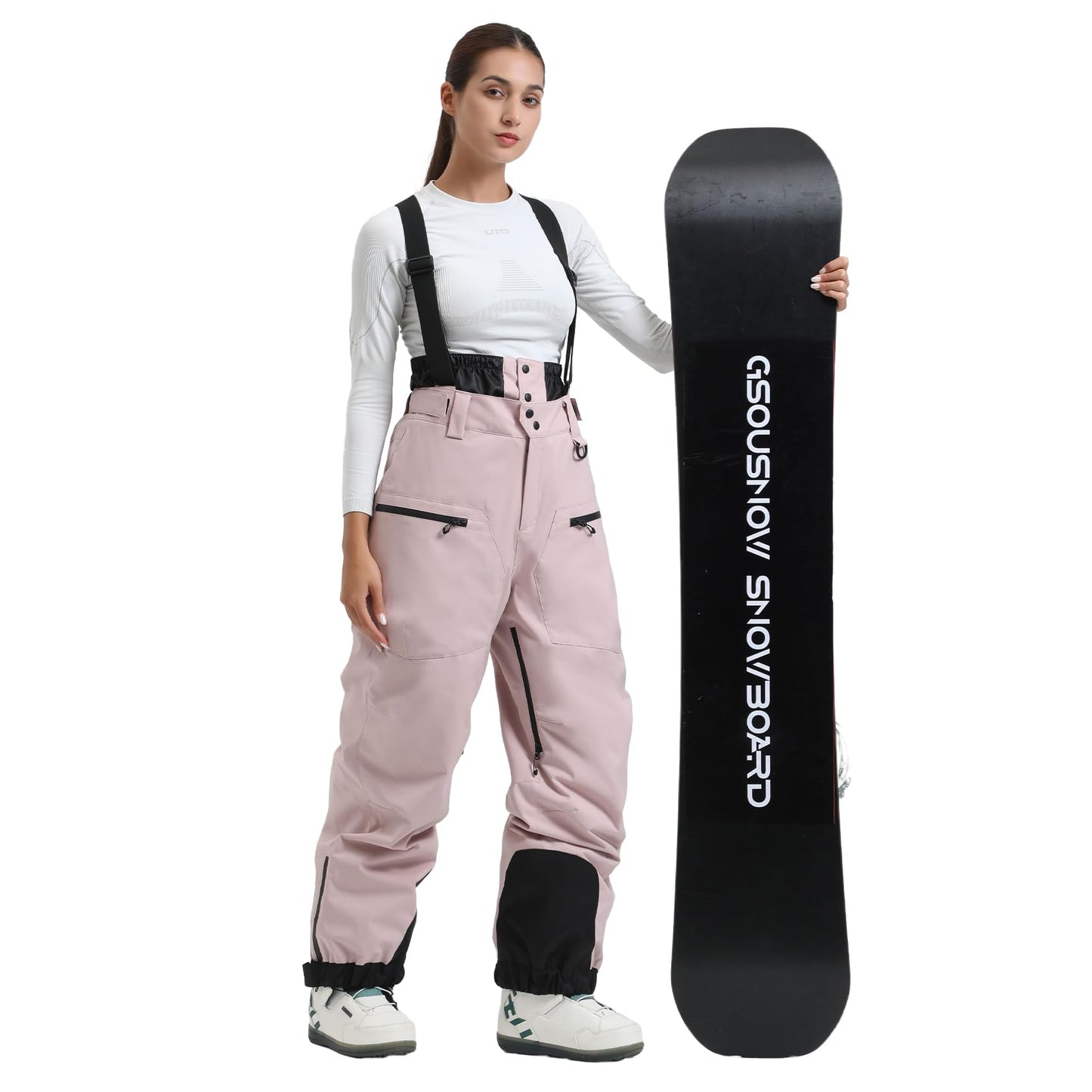 GSOU SNOW Womens Baggy Snowboard Pants Ski Bibs Snow Loose Overalls Waterproof Windproof Insulated Warm