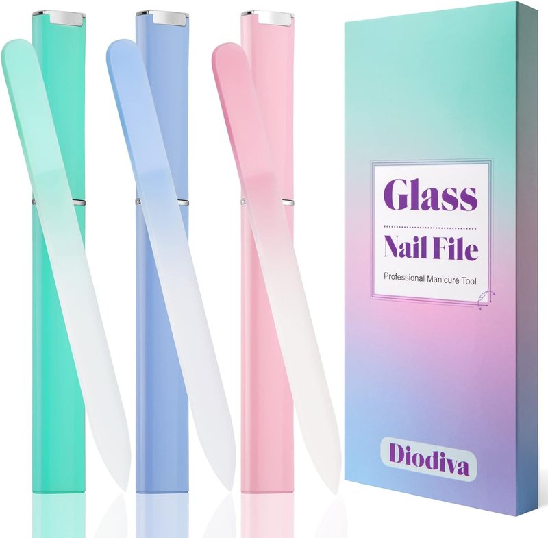 Glass Nail File Set - Professional Crystal Fingernail Files with Case | 3-Pack for Natural Nails, Perfect Christmas Gifts